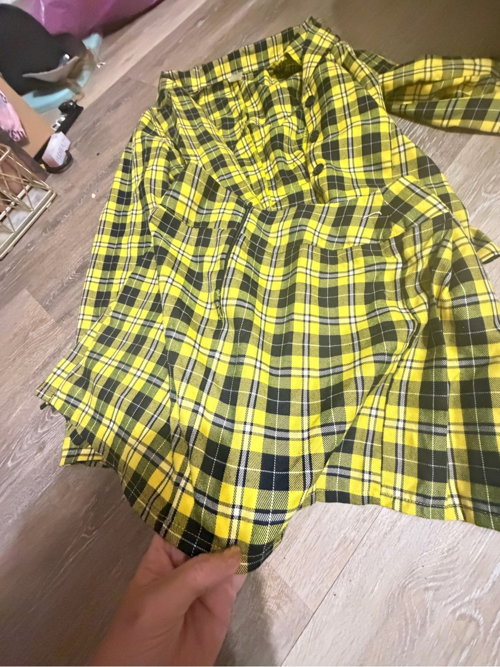 Yellow Black Plaid Two-Piece Skirt Set spirit Cher clueless costume - Picture 5 of 6